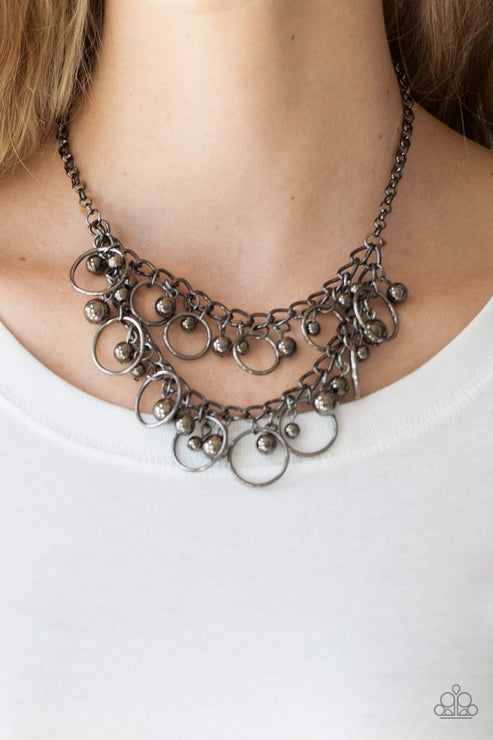 Paparazzi  Warning Bells - Black  Necklace