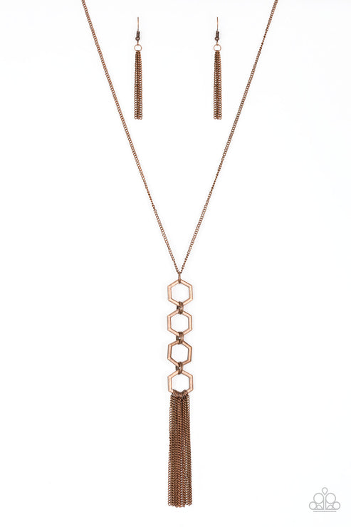 Paparazzi  Ready, Set, GEO! - Copper  Necklace