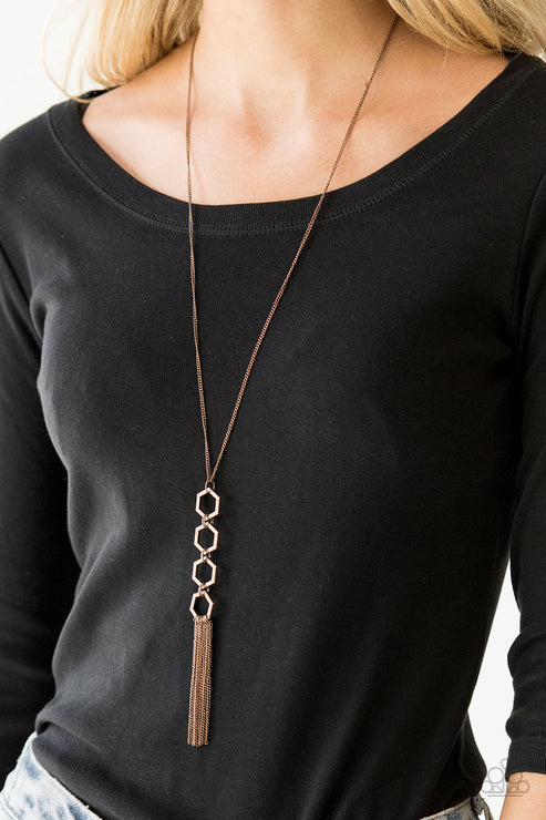 Paparazzi  Ready, Set, GEO! - Copper  Necklace