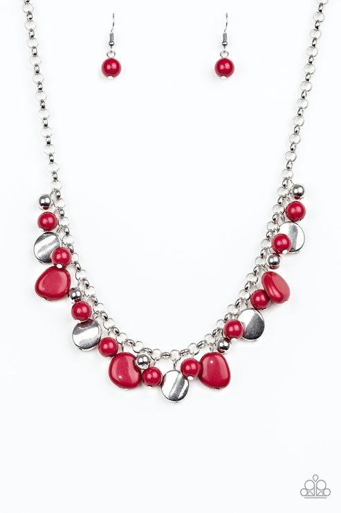 Paparazzi  Flirtatiously Florida - Red  Necklace