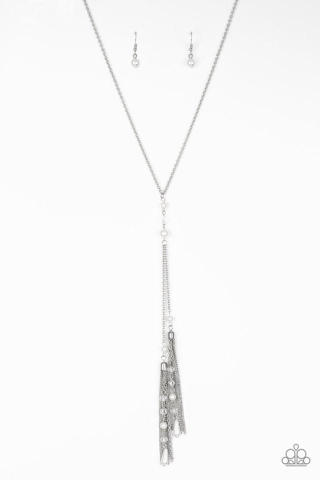 Paparazzi Necklace ~ Timeless Tassels - Silver