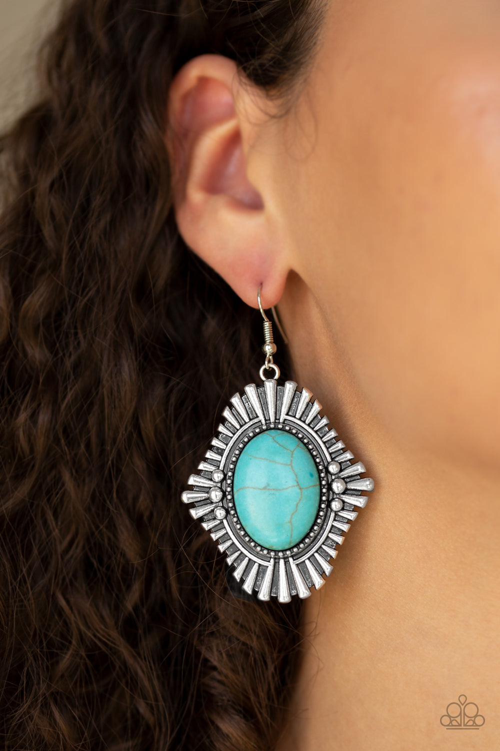 PAPARAZZI "EASY AS PIONEER" BLUE TURQUOISE EARRINGS