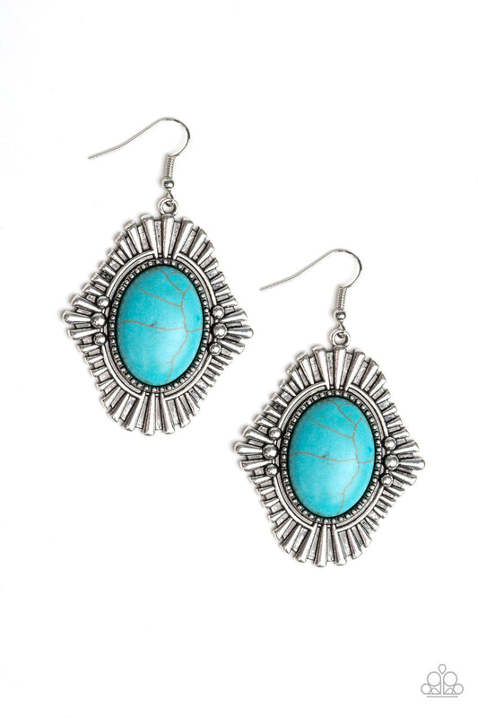 PAPARAZZI "EASY AS PIONEER" BLUE TURQUOISE EARRINGS