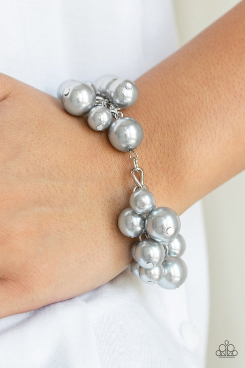 Paparazzi  Girls In Pearls - Silver  Bracelet