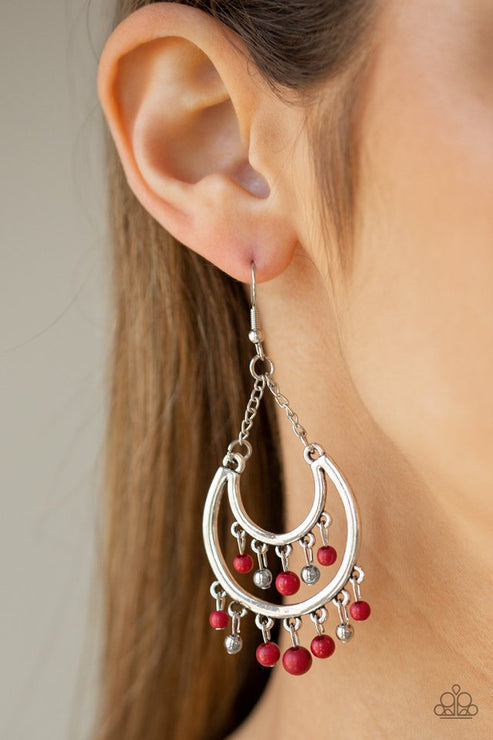 Paparazzi  Free-Spirited Spirit - Red  Earrings