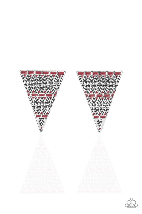 Paparazzi  Terra Tricolor - Red  Post Earrings