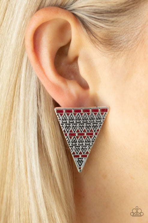 Paparazzi  Terra Tricolor - Red  Post Earrings