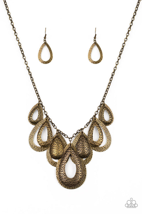 Paparazzi  Teardrop Tempest - Brass  Necklace