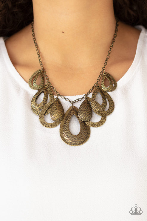 Paparazzi  Teardrop Tempest - Brass  Necklace