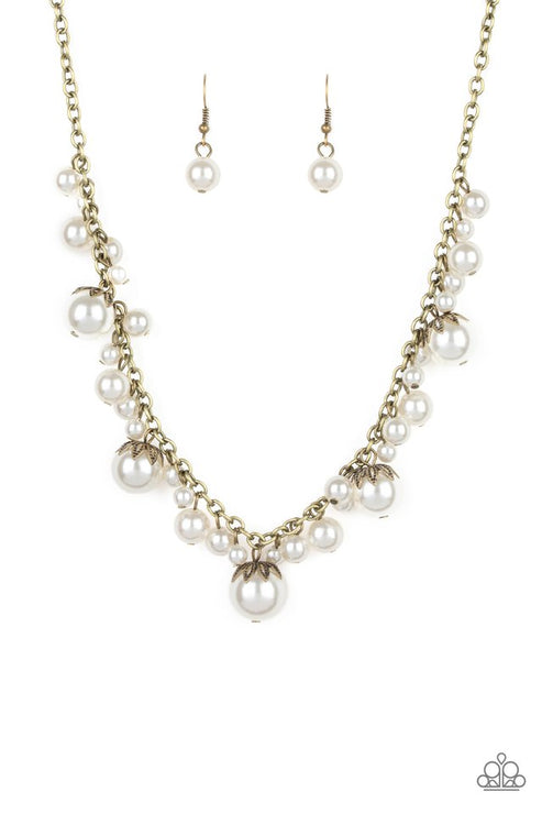 Paparazzi  Uptown Pearls - Brass  Necklace