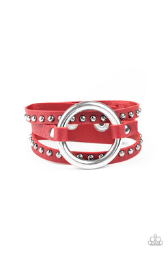 Paparazzi  Studded Statement-Maker - Red  Bracelet