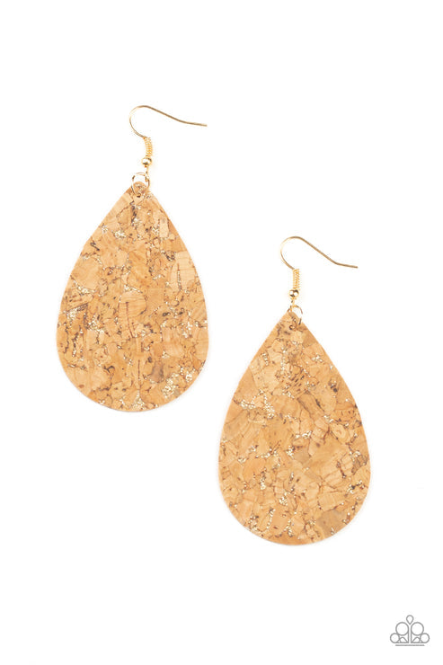 Paparazzi  CORK It Over - Gold  Earrings