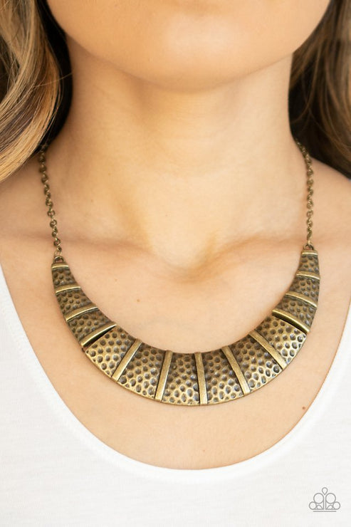 Paparazzi  Metallic Mechanics - Brass  Necklace