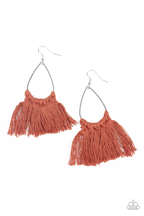 Paparazzi  Tassel Treat - Brown  Earrings