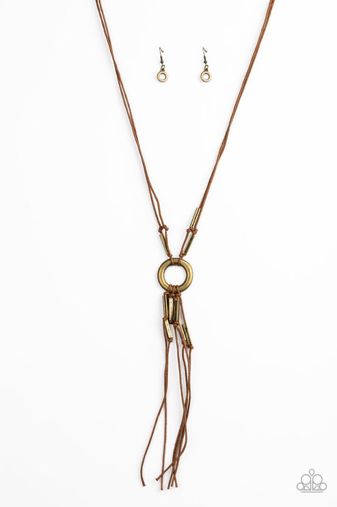 Paparazzi  Tasseled Trinket - Brass  Necklace