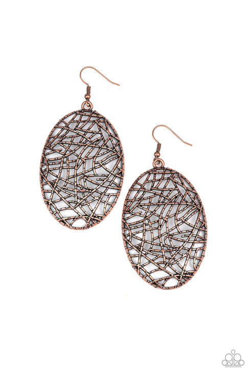 Paparazzi  Way Out of Line - Copper  Earrings