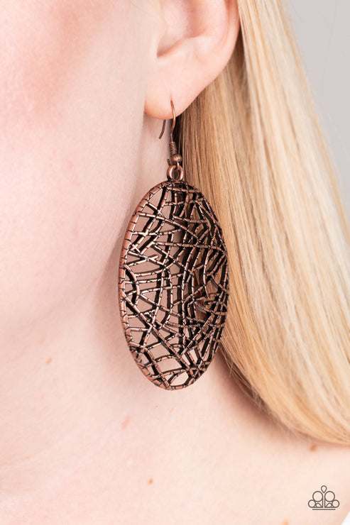 Paparazzi  Way Out of Line - Copper  Earrings