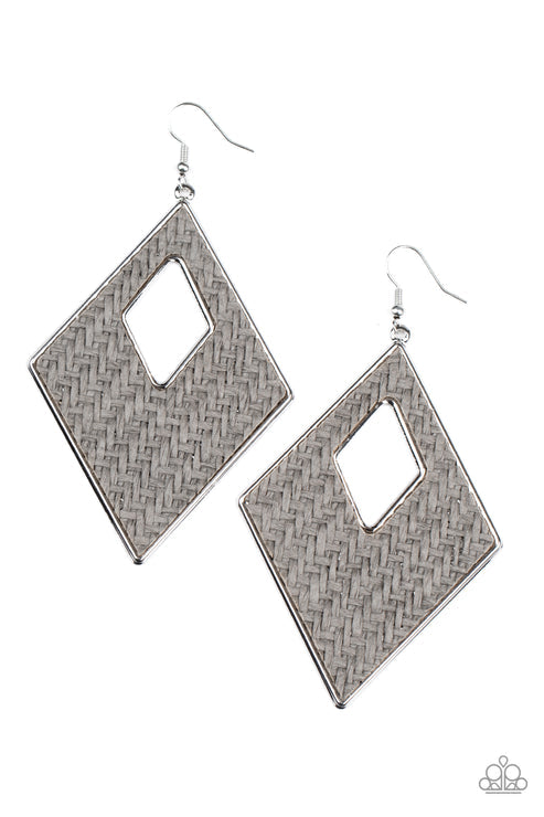 Paparazzi  Woven Wanderer - Silver  Earrings