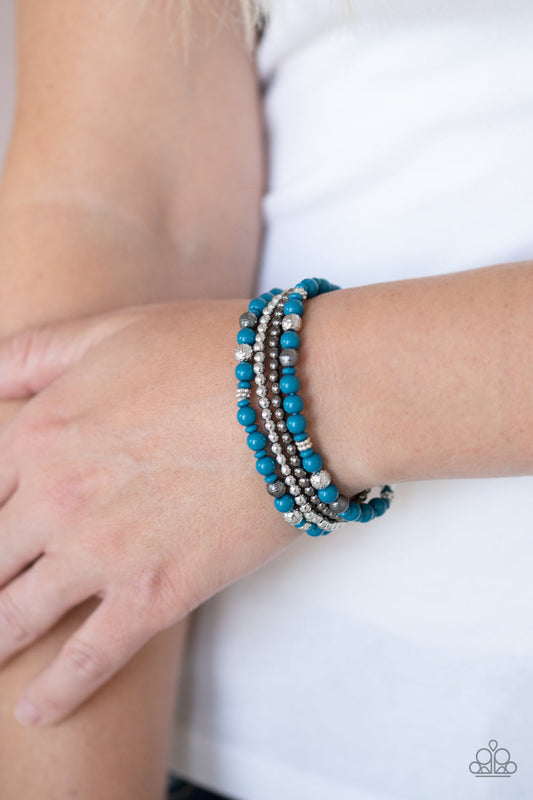 PAPARAZZI "STACKED STYLE MAKER" BLUE BRACELET