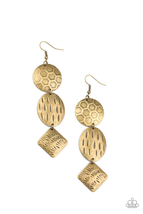 Paparazzi  Mixed Movement - Brass  Earrings