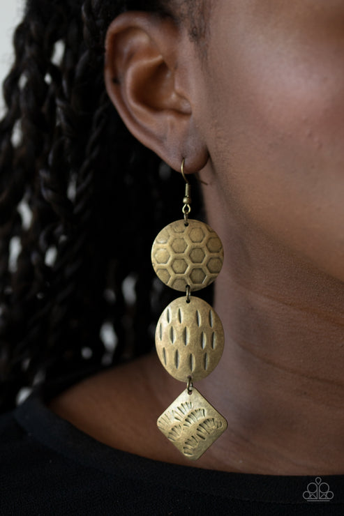 Paparazzi  Mixed Movement - Brass  Earrings