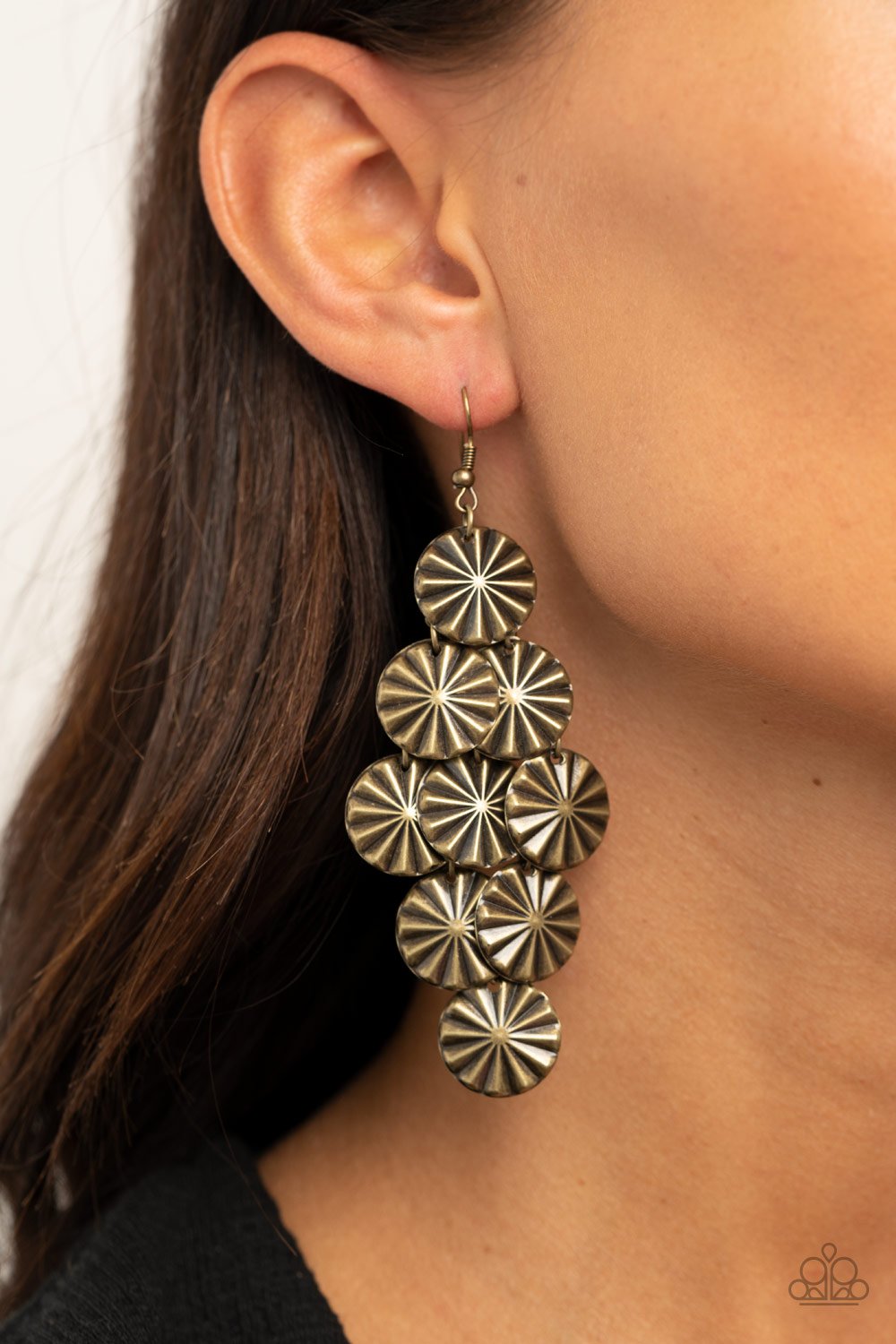 PAPARAZZI "STAR SPANGLED SHINE" BRASS EARRINGS