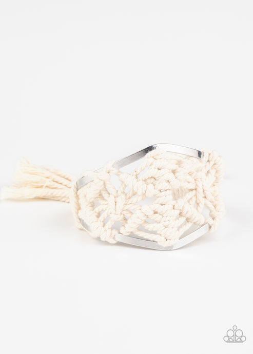 Paparazzi  Macrame Mode - White  Bracelet