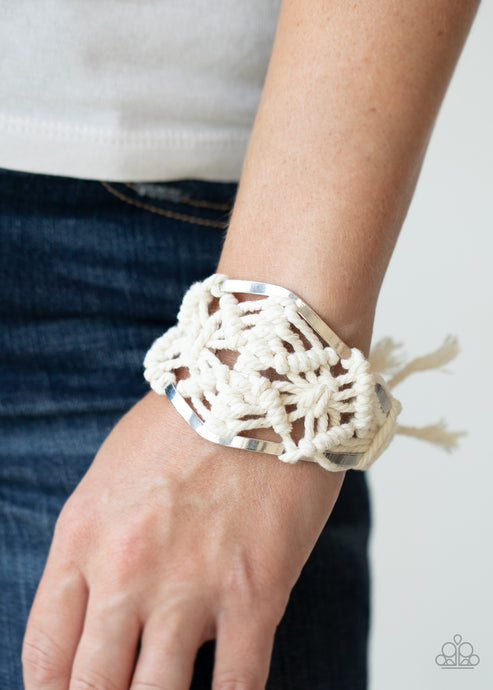 Paparazzi  Macrame Mode - White  Bracelet