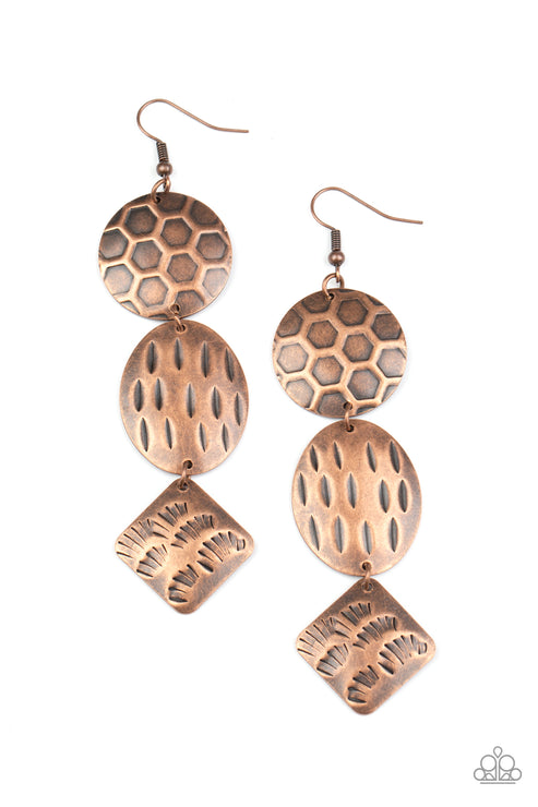 Paparazzi  Mixed Movement - Copper  Earrings