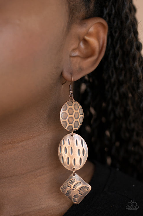 Paparazzi  Mixed Movement - Copper  Earrings