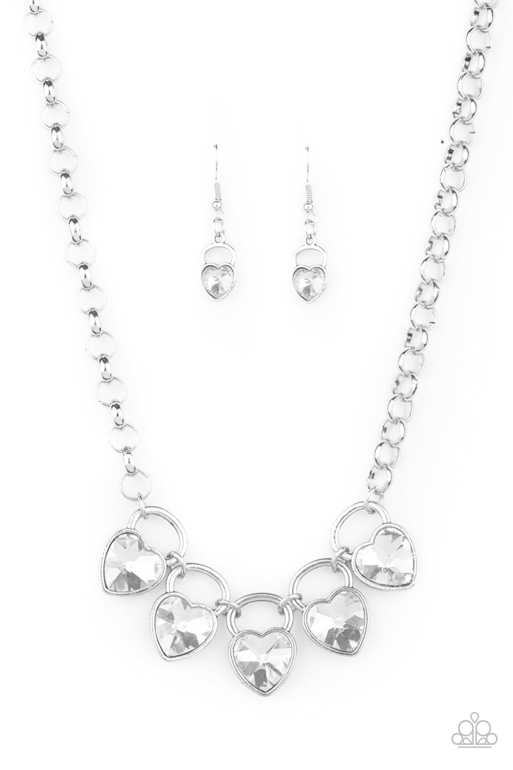 Paparazzi Necklace ~ HEART on Your Heels - White