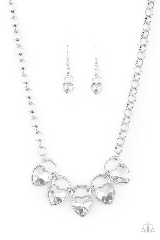 Paparazzi Necklace ~ HEART on Your Heels - White