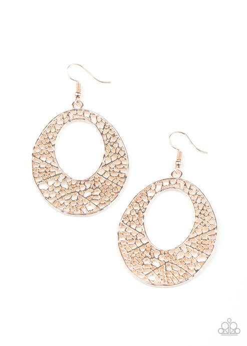 Paparazzi  Serenely Shattered - Rose Gold  Earrings