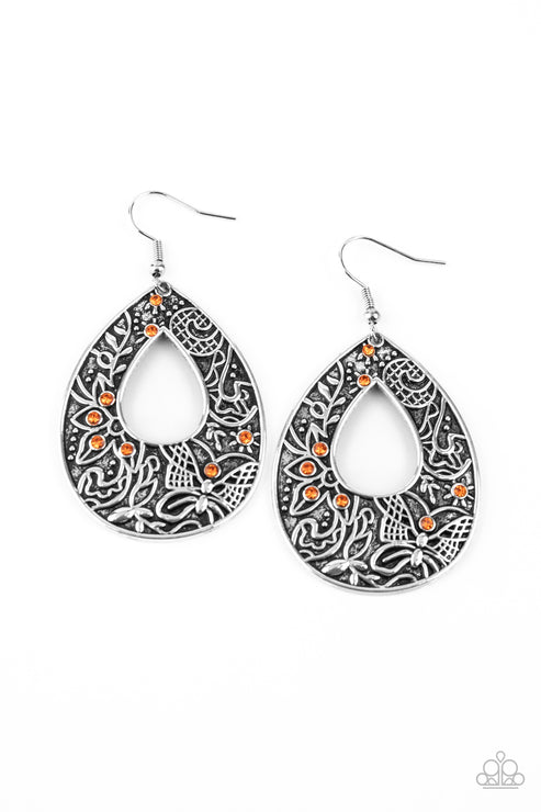 Paparazzi  Botanical Butterfly - Orange  Earrings