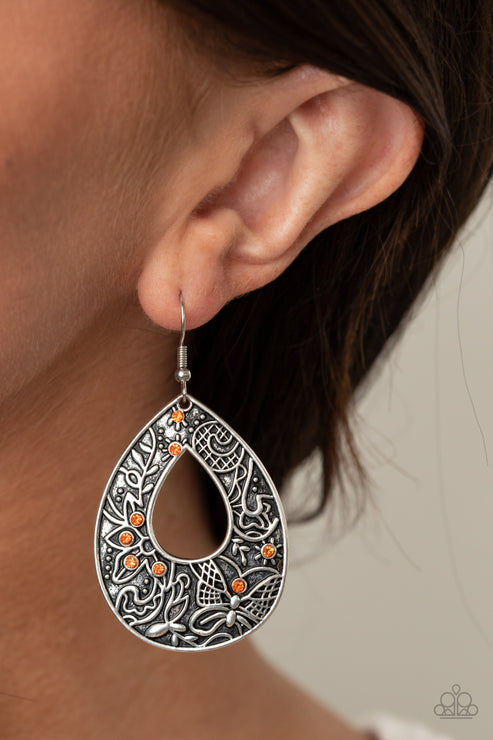 Paparazzi  Botanical Butterfly - Orange  Earrings