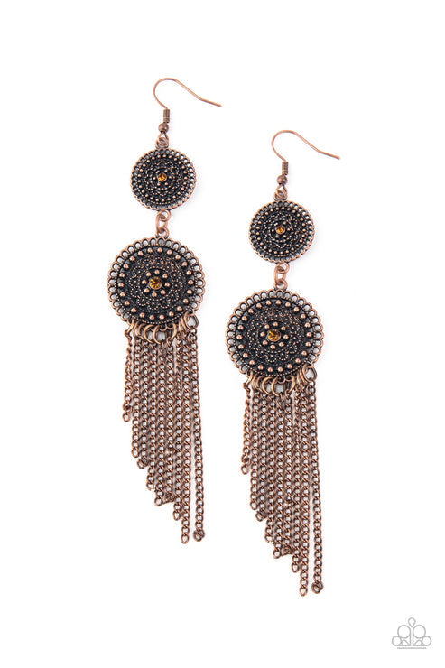 Paparazzi  Medallion Mecca - Copper  Earrings