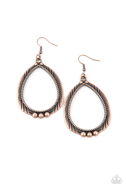 Paparazzi  Terra Topography - Copper  Earrings