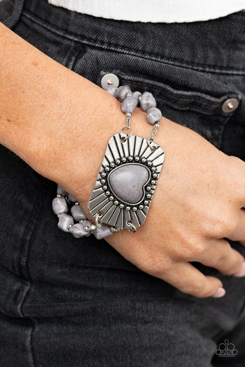 Paparazzi  Sandstone Sweetheart - Silver  Bracelet