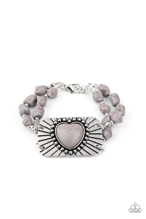 Paparazzi  Sandstone Sweetheart - Silver  Bracelet