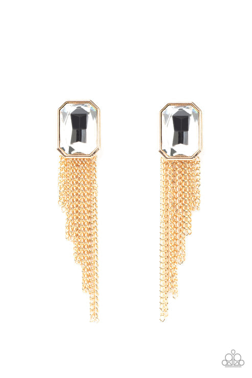 Paparazzi  Save for a REIGNy Day - Gold  Post Earrings