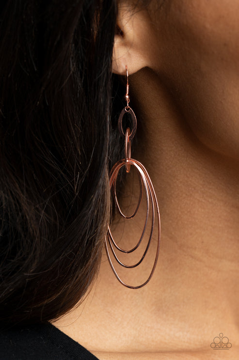 Paparazzi  OVAL The Moon - Copper  Earrings