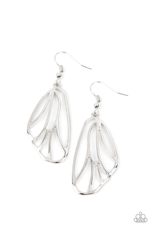 Paparazzi  Turn Into A Butterfly - Silver  Earrings