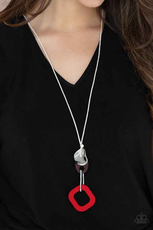 Paparazzi  Top Of The WOOD Chain - Red  Necklace