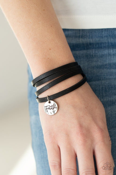 Paparazzi  Wonderfully Worded - Black  Bracelet