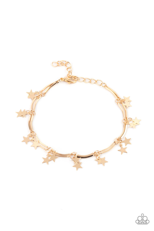 Paparazzi  Little Miss Americana - Gold  Necklace/Paparazzi  Party in the USA - Gold  Bracelet