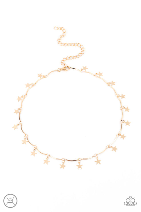 Paparazzi  Little Miss Americana - Gold  Necklace/Paparazzi  Party in the USA - Gold  Bracelet