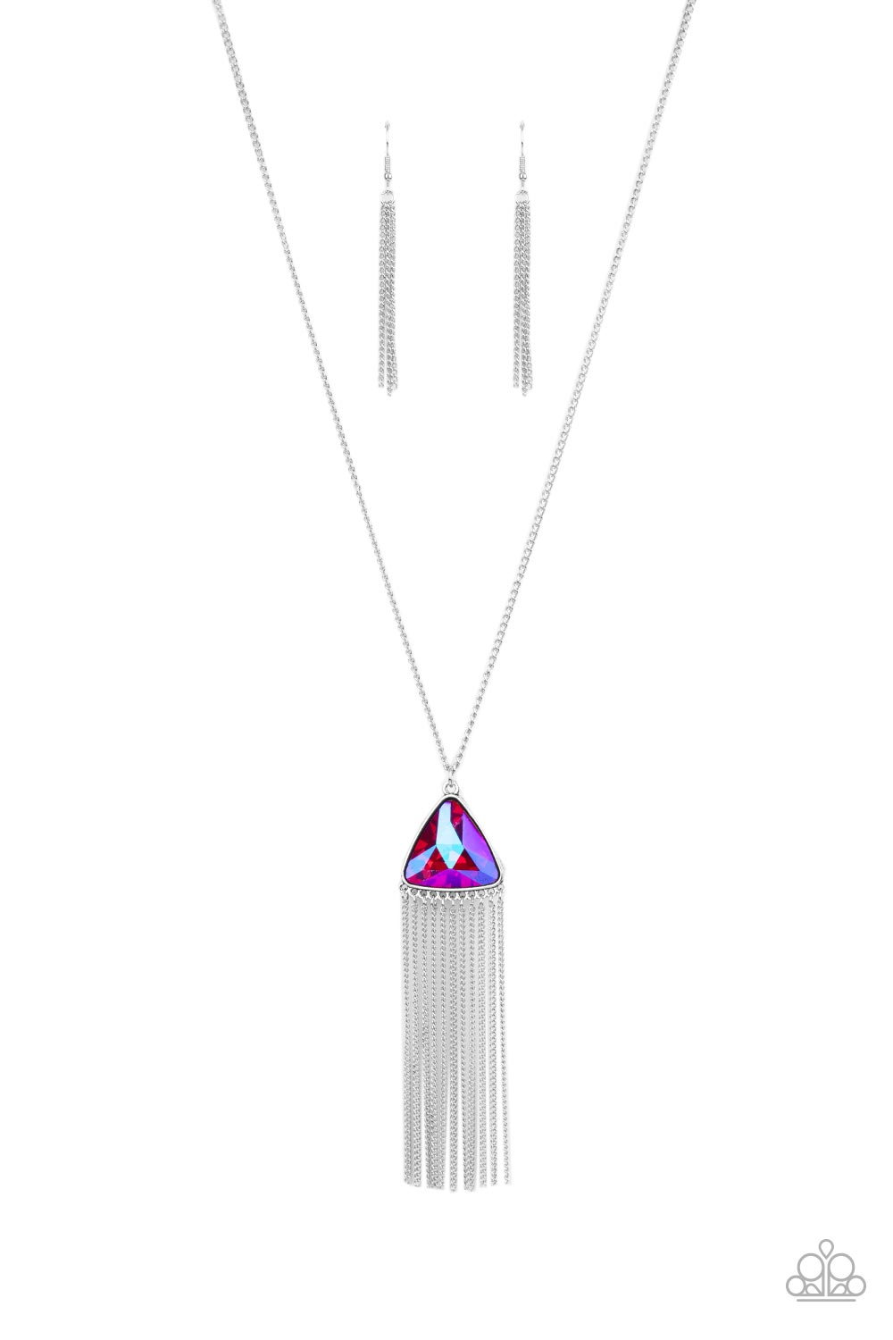 PAPARAZZI "PROUDLY PRISMATIC" PINK OIL SPILL NECKLACE & EARRING SET