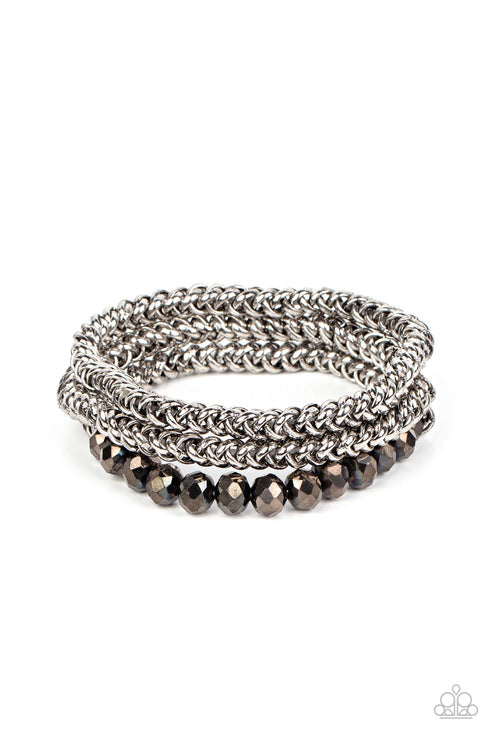 Paparazzi  Gutsy and Glitzy - Silver  Bracelet