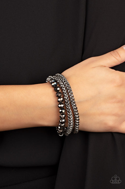 Paparazzi  Gutsy and Glitzy - Silver  Bracelet