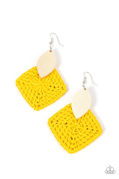 Paparazzi  Sabbatical WEAVE - Yellow  Earrings